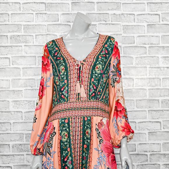 FARM RIO Women's Topanga Mini Dress Boho Floral Print size Large - Picture 9 of 11